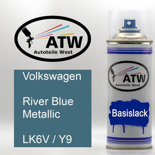 Volkswagen, River Blue Metallic, LK6V / Y9: 400ml Sprühdose, von ATW Autoteile West.